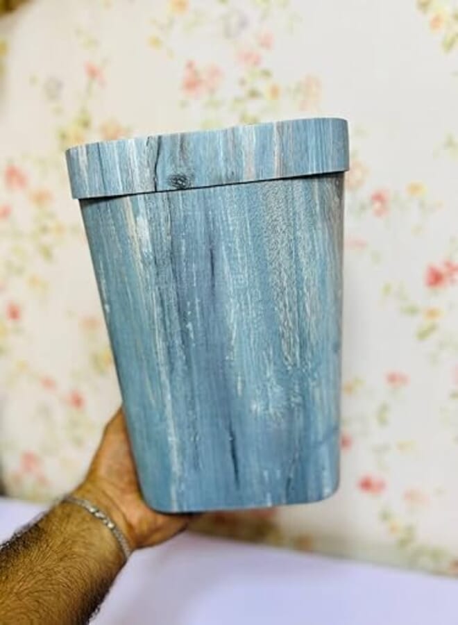 Elegant trash bin with a unique modern design, combining style and functionality — perfect for offices or living rooms. Made from high-quality materials and built for daily use. (blue wood)